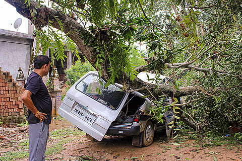Vehicles damaged in Agartala